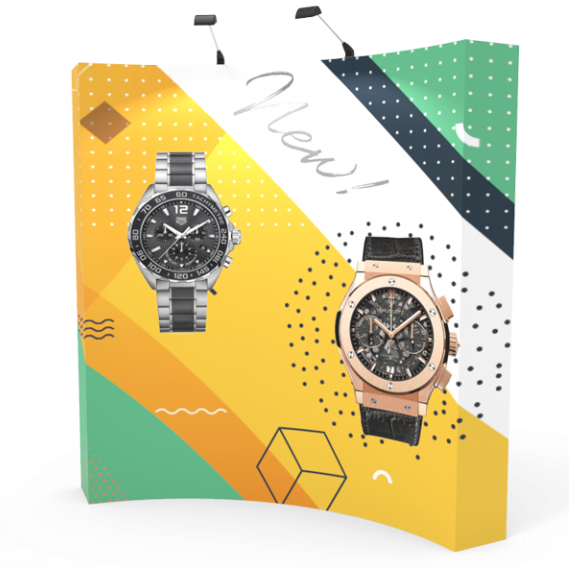 8ft Curved Expanding Pop Up Display with Hardware